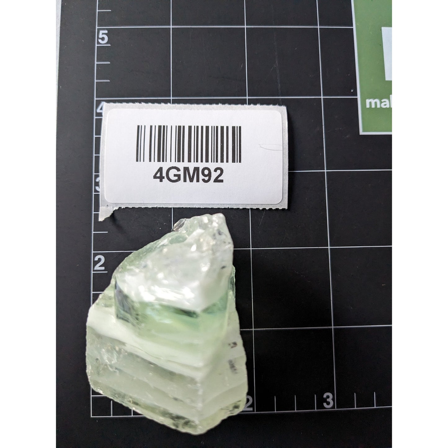 Mint Green White Art Glass Cullet Glowing Manganese Layered Slag Glass #4GM92