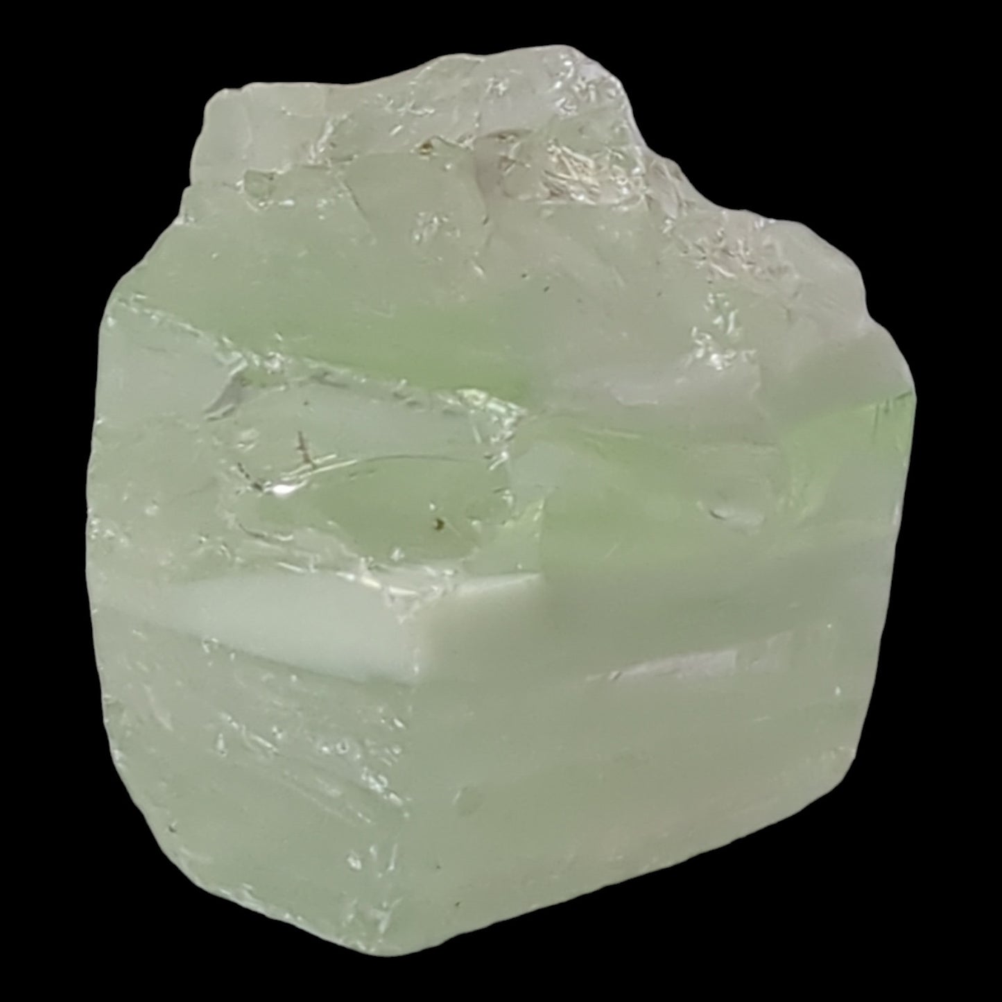 Mint Green White Art Glass Cullet Glowing Manganese Layered Slag Glass #4GM92