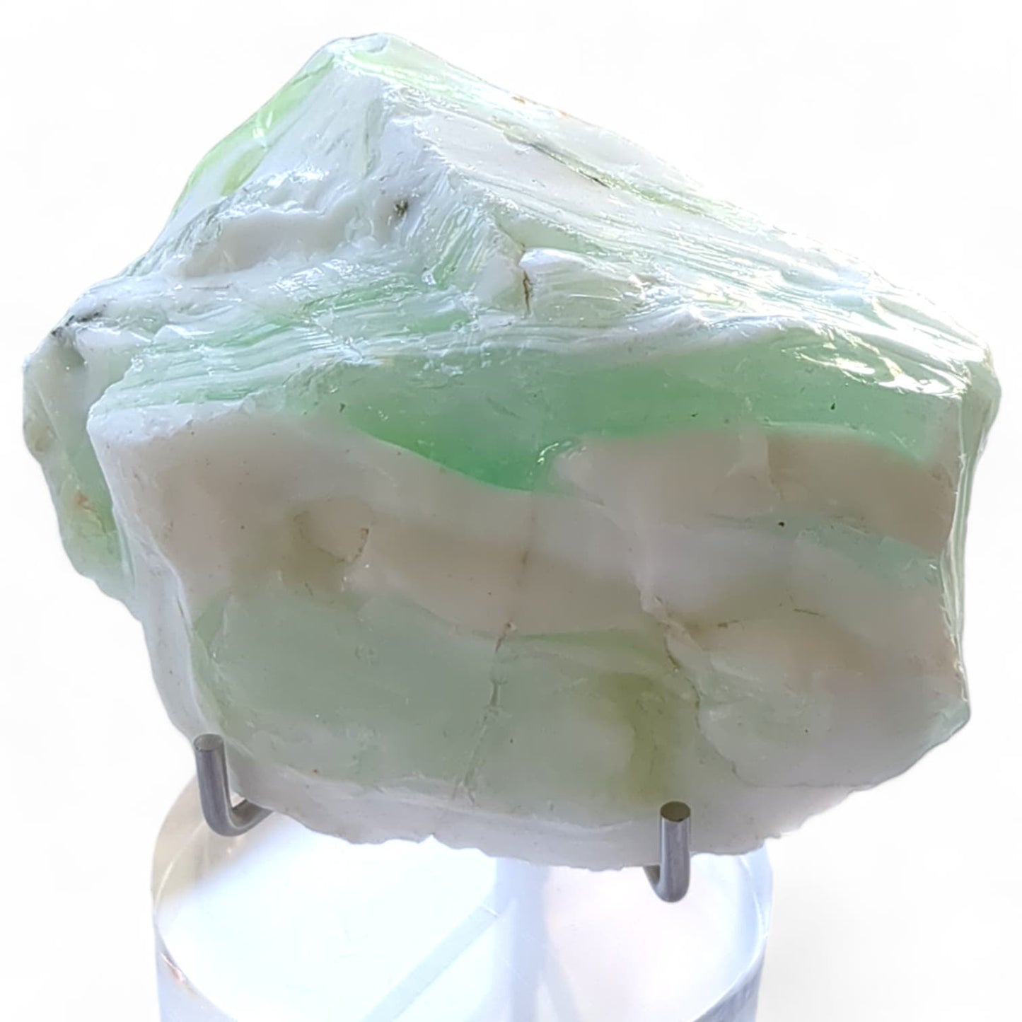 Green Milk Glass Swirl Art Glass Cullet Glowing Uranium Slag Glass #4GL58