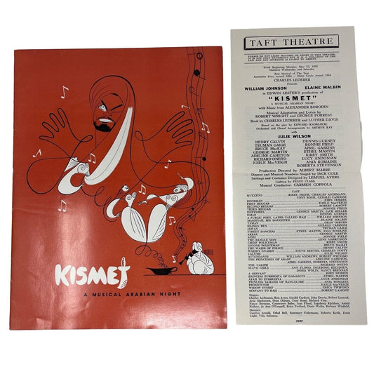 1955 Kismet Playbill and Program Taft Theatre Edwin Lester Julie Wilson