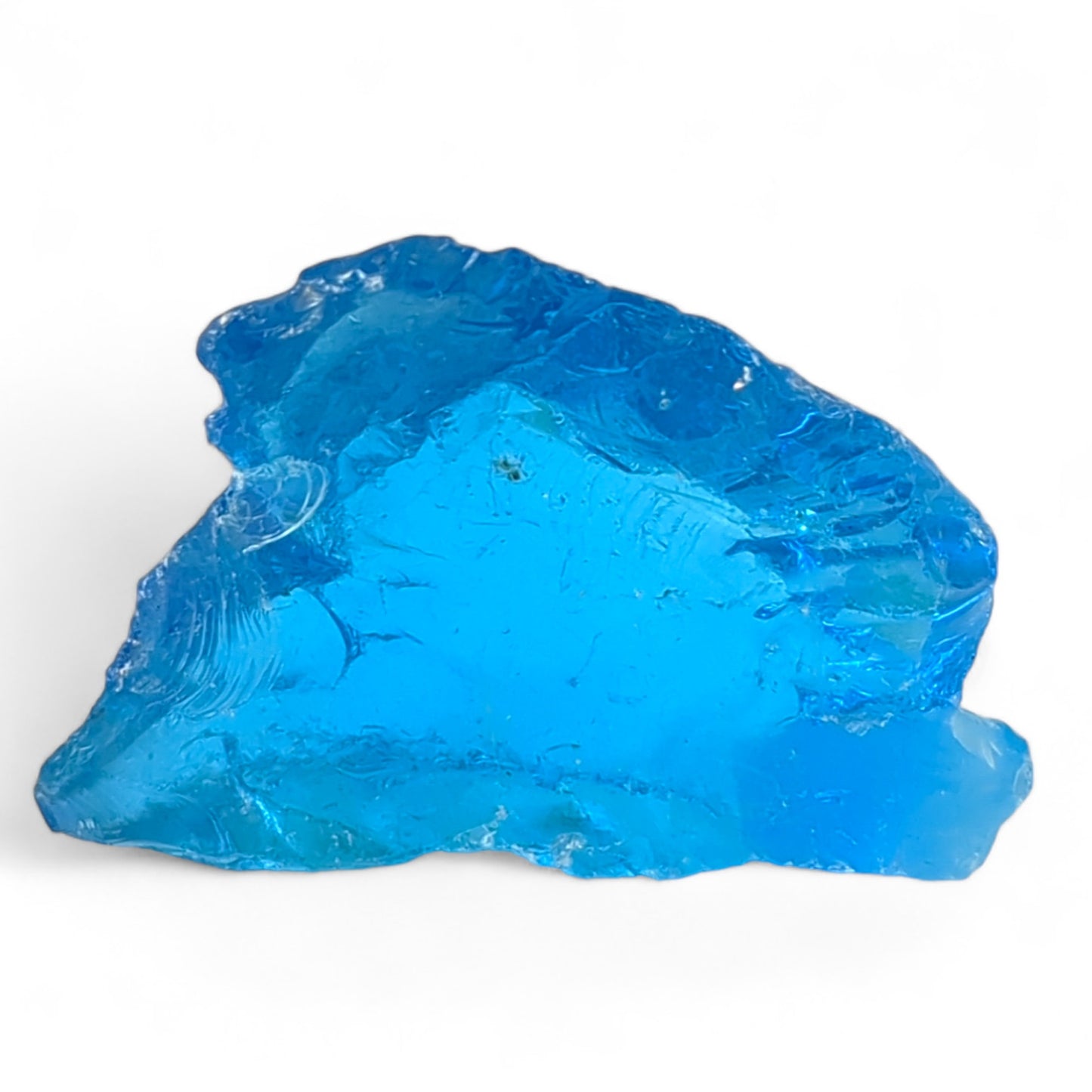 Satin Blue Art Glass Cullet Glowing Translucent Manganese Slag Glass #4GM99