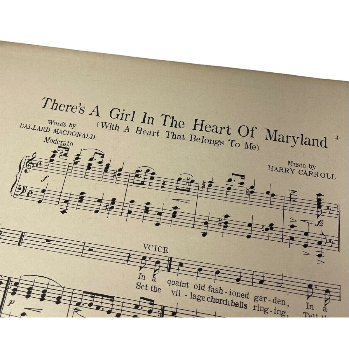 Theres A Girl In The Heart Of Maryland Sheet Music 1913 B Macdonald H Carroll
