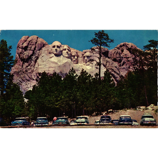 Mt Rushmore Black Hills South Dakota Postcard Classic Cars Unposted