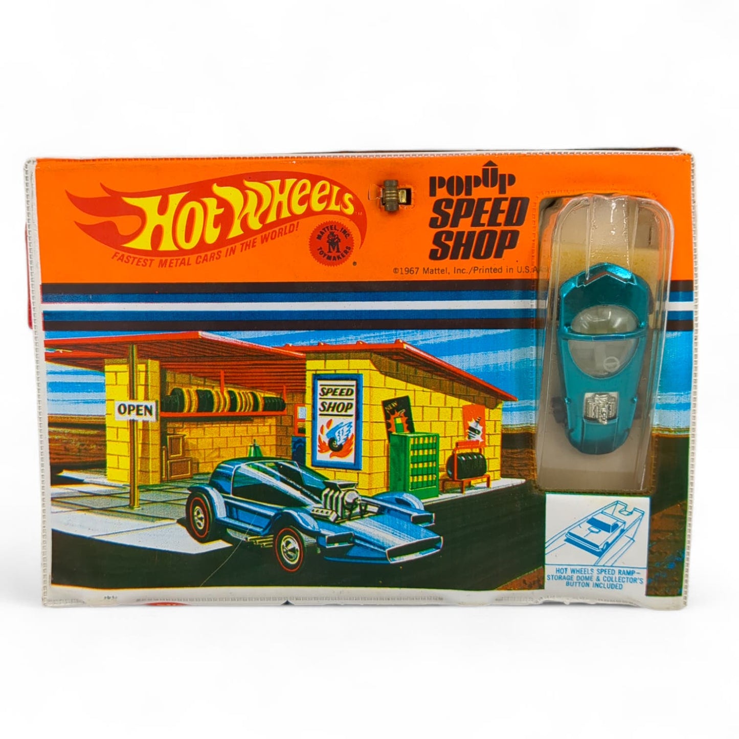 1967 Hot Wheels Redline Silhouette Aqua White Interior PopUp Speed Shop Mattel