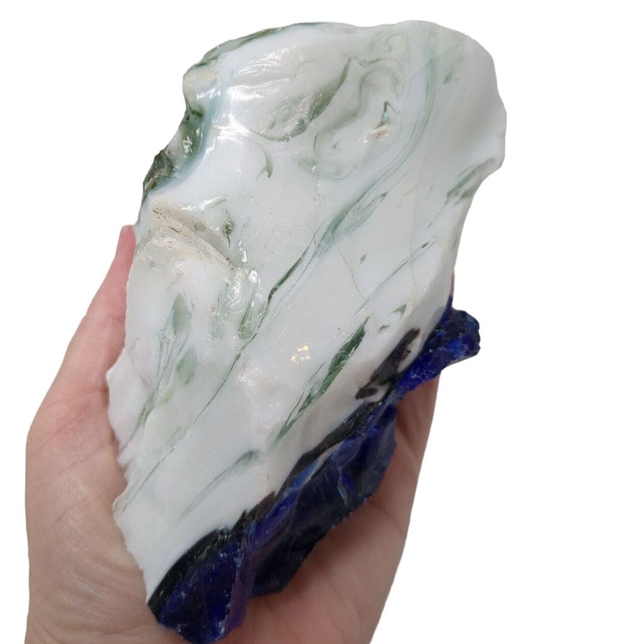 Cobalt Blue Milk Glass Art Glass Cullet Manganese Glowing Swirl Slag #4GX49