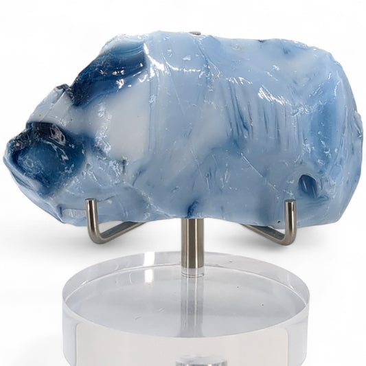 Cobalt Milk Glass Art Glass Cullet Glowing Swirl Manganese Slag Glass #4GL59