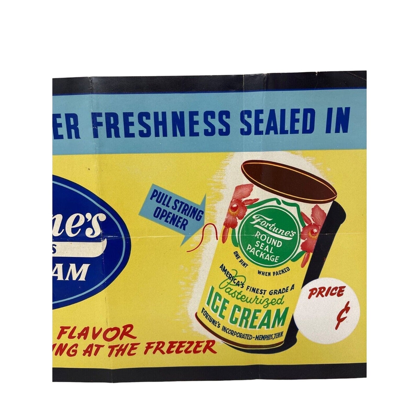 Original Fortunes Frozen Treats Advertisement Ice Cream Paper Store Sign