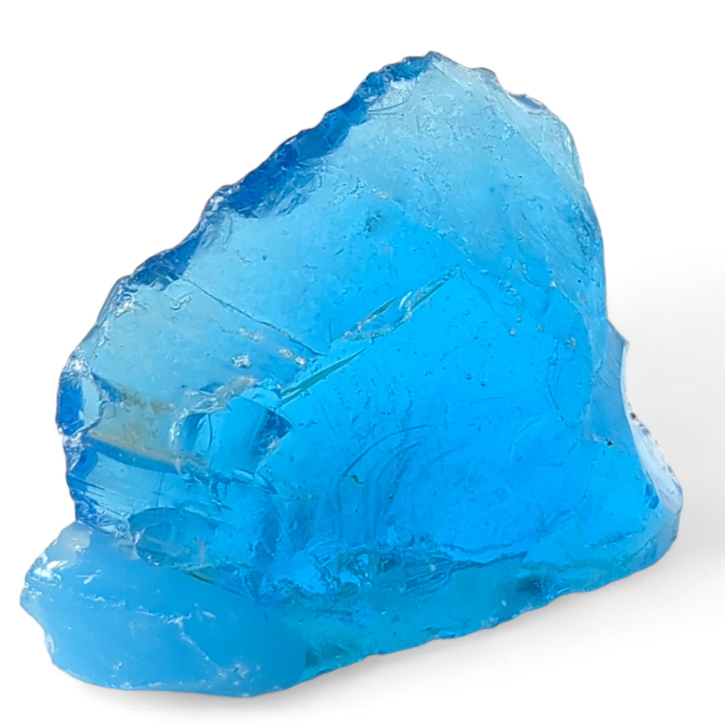 Satin Blue Art Glass Cullet Glowing Translucent Manganese Slag Glass #4GM99
