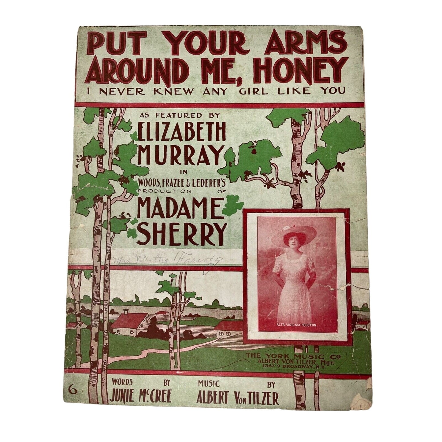 Put Your Arms Around Me Honey Sheet Music Junie McCree Albert VonTilzer