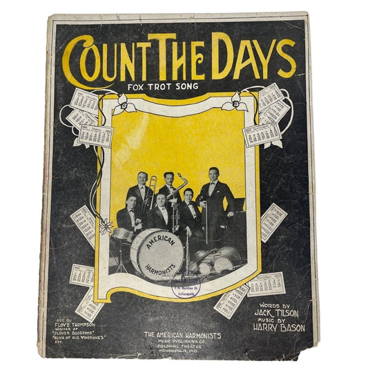 1922 Count The Days Fox Trot Song Sheet Music American Harmonists
