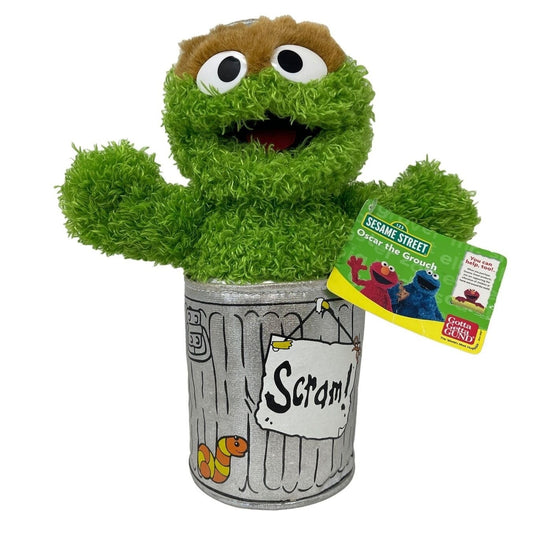 Oscar The Grouch Gund Sesame Street Plush in Trash Can Scram Stuffed Animal