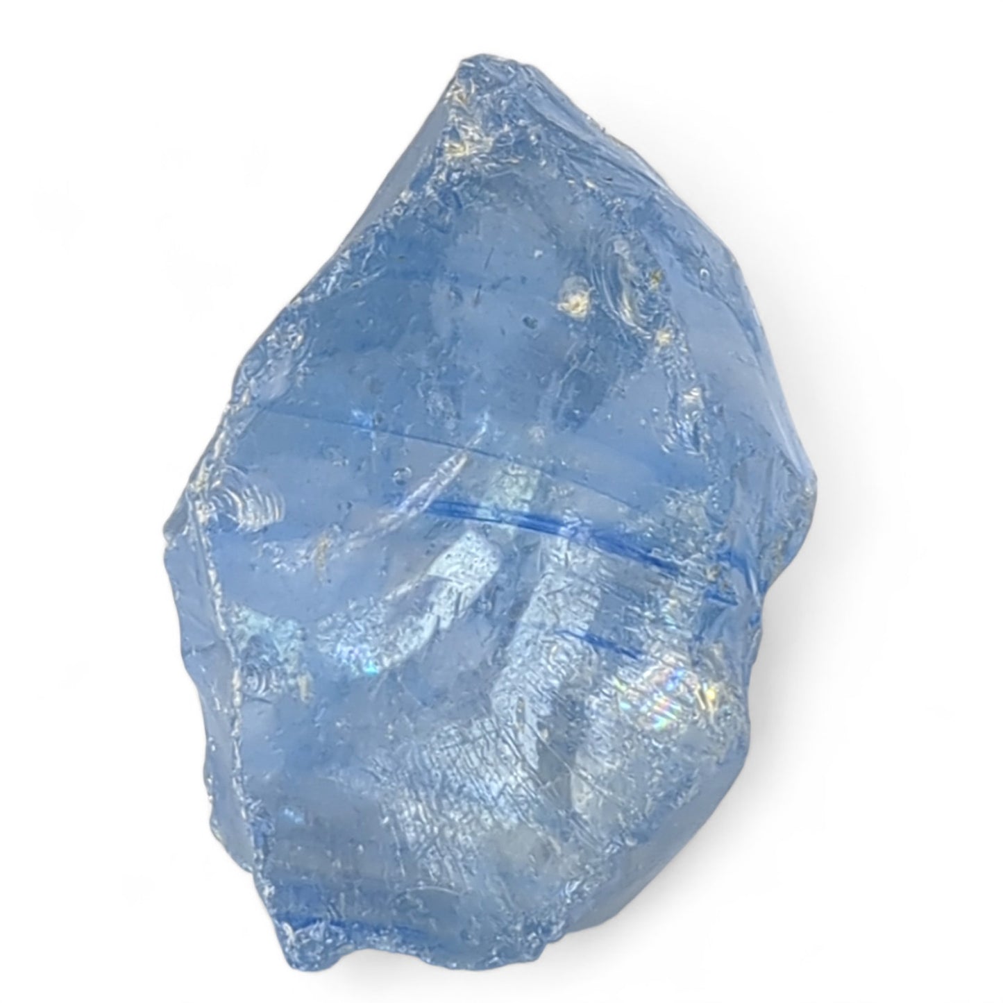 Blue Translucent Art Glass Cullet Glowing Manganese Slag Glass #4GL86
