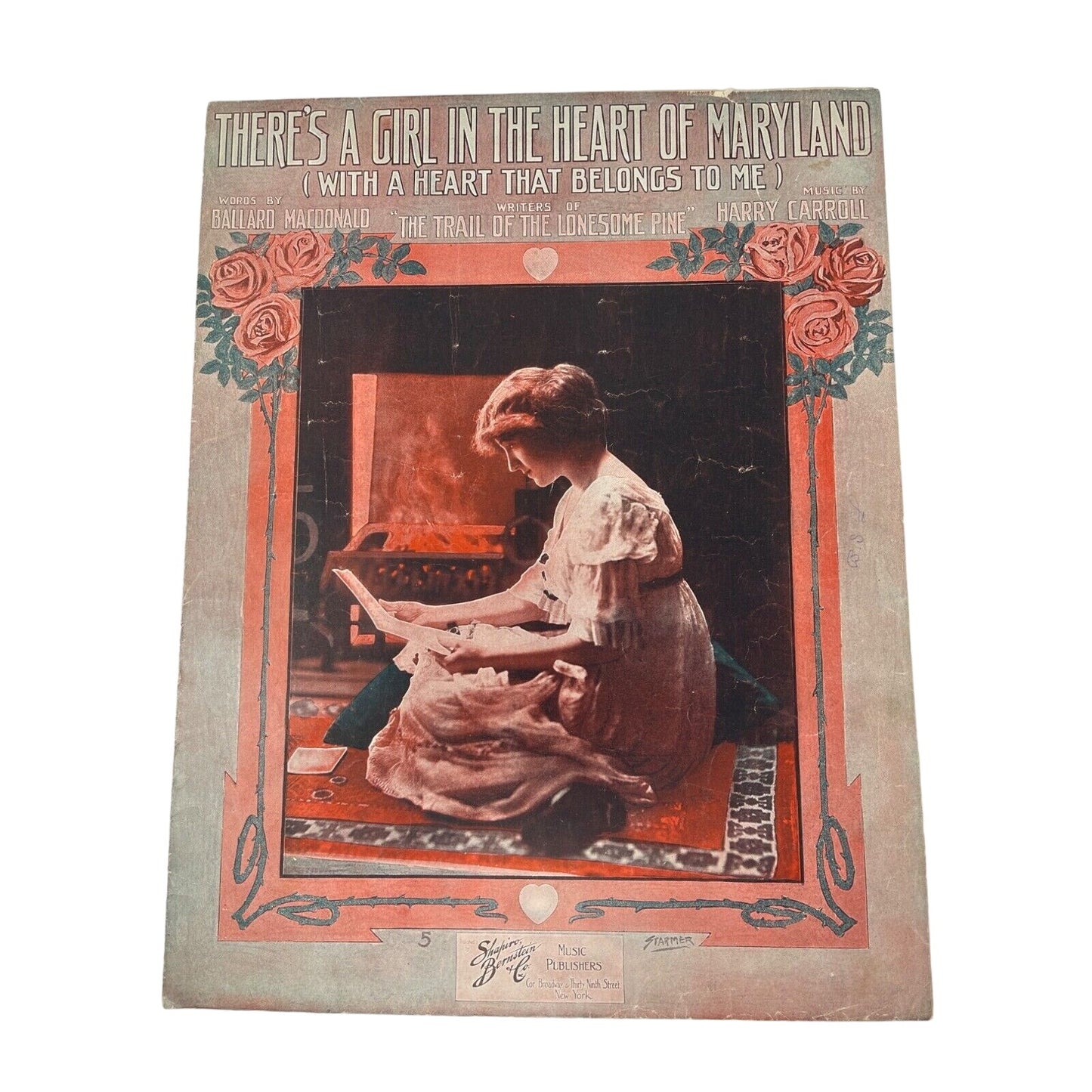Theres A Girl In The Heart Of Maryland Sheet Music 1913 B Macdonald H Carroll