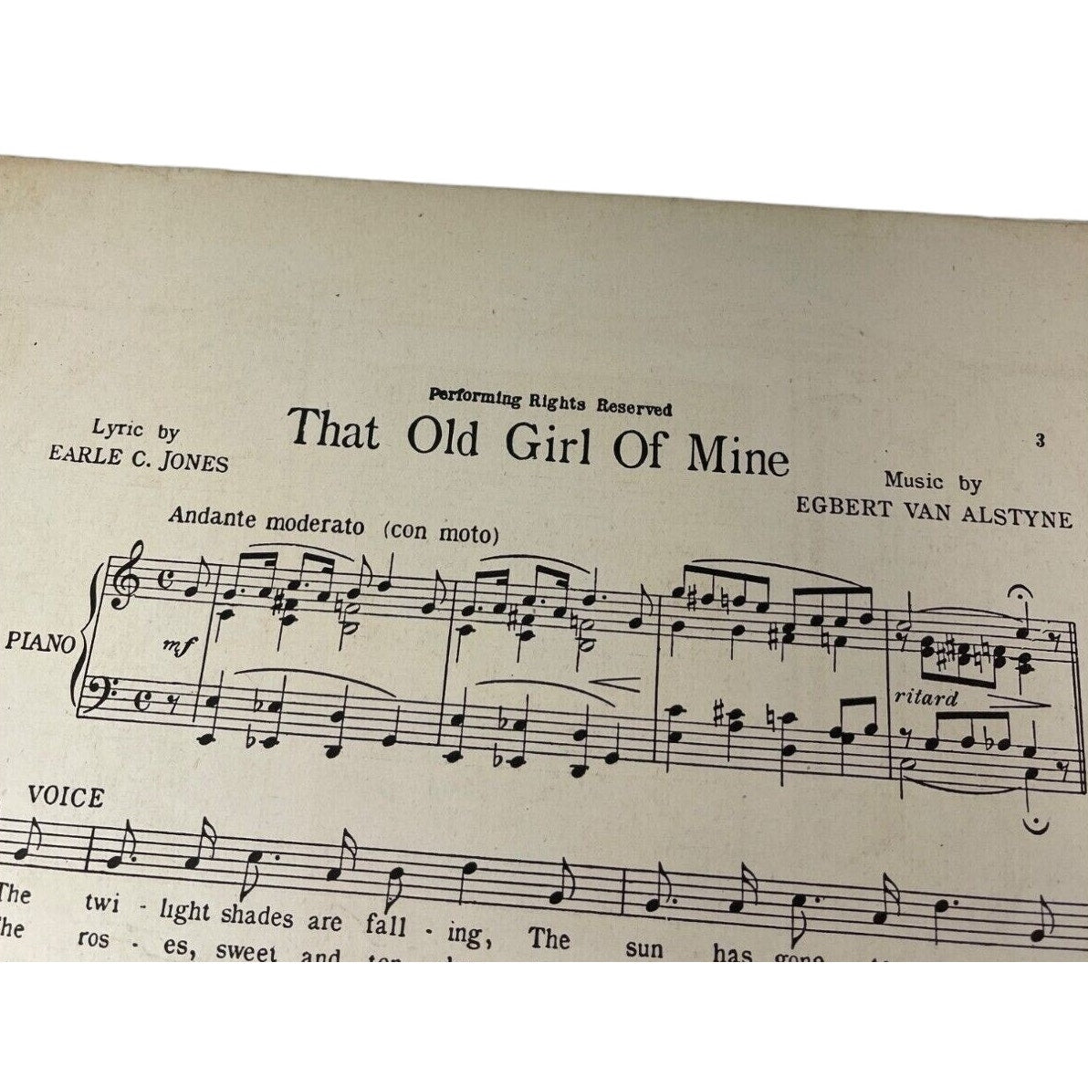 That Old Girl Of Mine 1912 Sheet Music Earle C Jones Egbert Van Alstyne