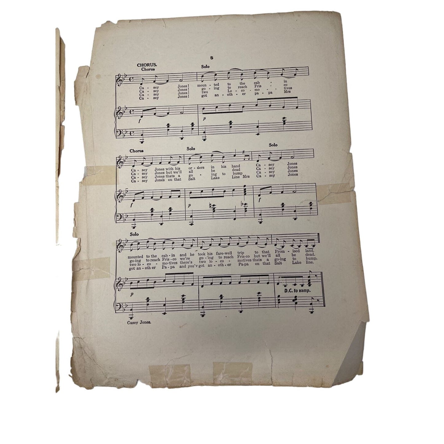 Casey Jones Sheet Music Brave Engineer Railroad Song 1909 Newton Siebert