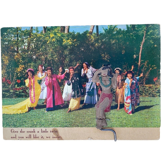 Hawaii Rubber Hula Girl Dancing Souvenir Card Postcard Give a Twist We Insist