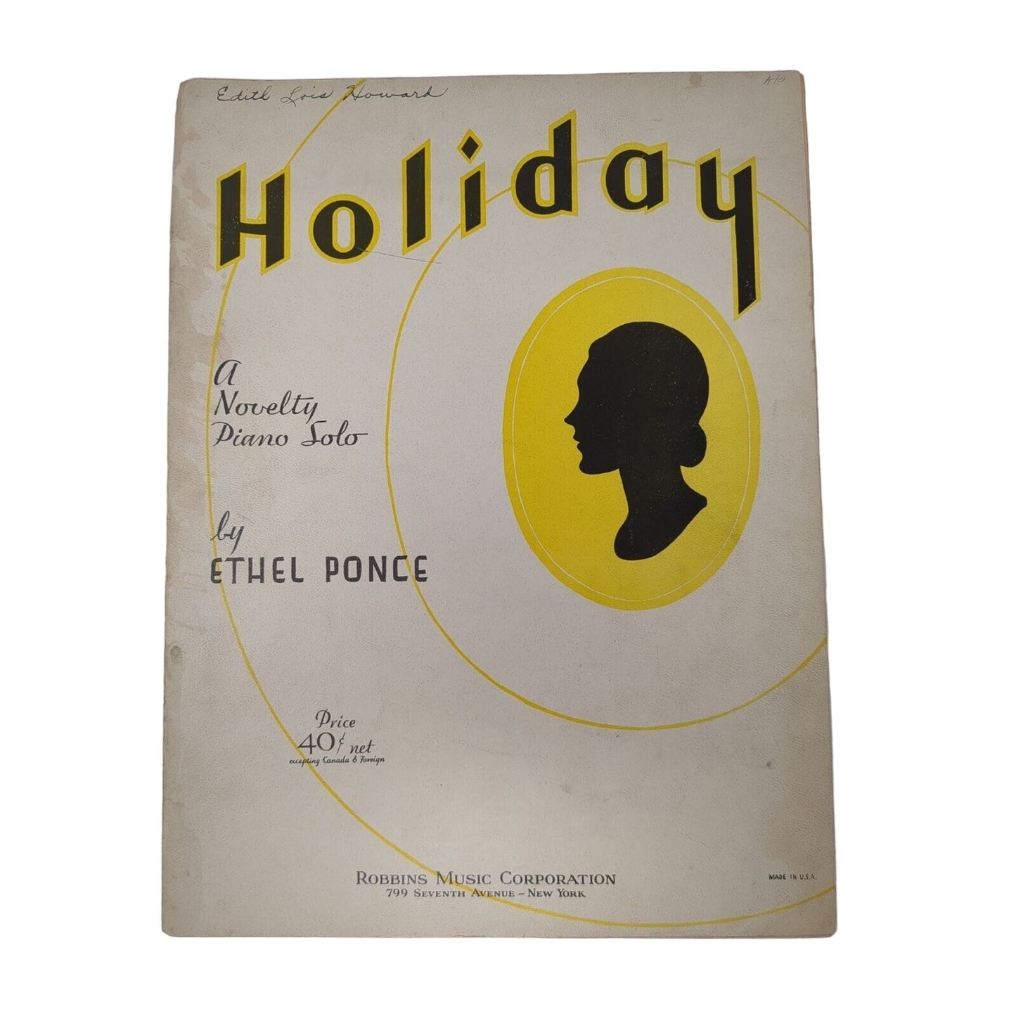 Holiday Sheet Music  A Novelty Piano Solo by Ethel Ponce