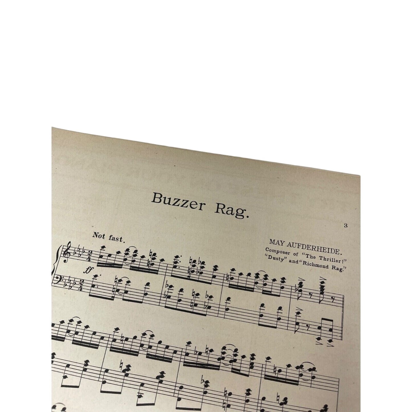1909 Buzzer Rag Sheet Music May Aufderheide Ragtime