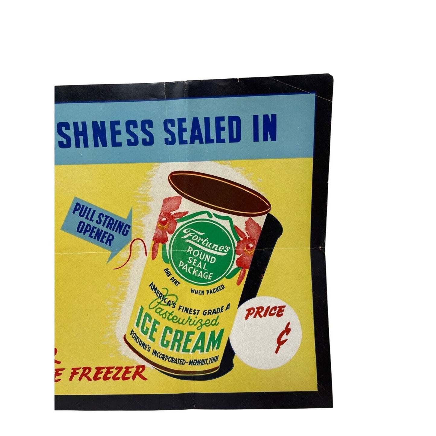Original Fortunes Frozen Treats Advertisement Ice Cream Paper Store Sign