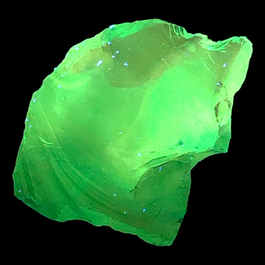 Emerald Green Art Glass Cullet Translucent Glowing Manganese Slag Glass #4GM77