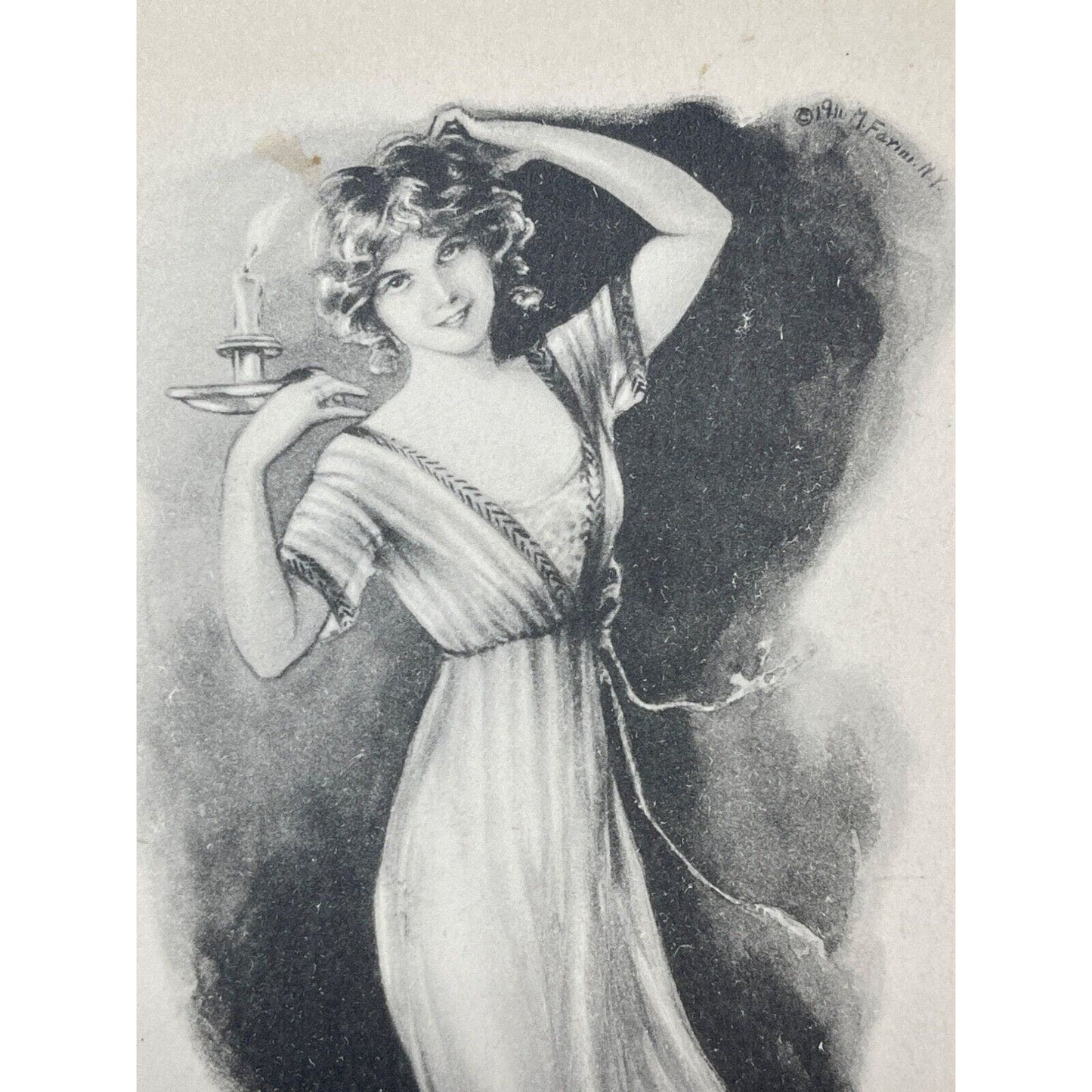 Halloween Postcard At Halloween Go Seek Your Fate 1911 May L Farini Candle Woman