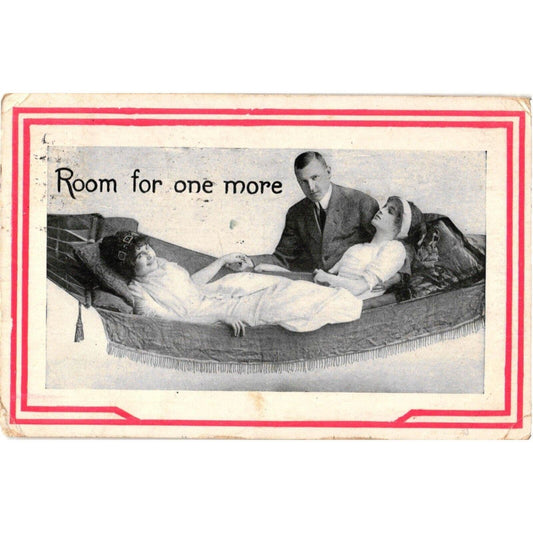 Room for one more Risqué Threesome in Hammock Postcard Posted 1911?