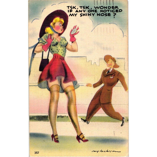 1943 Jay Jackson Glamour Girls Risque Shiny Shoes Tsk Tsk Postcard Posted