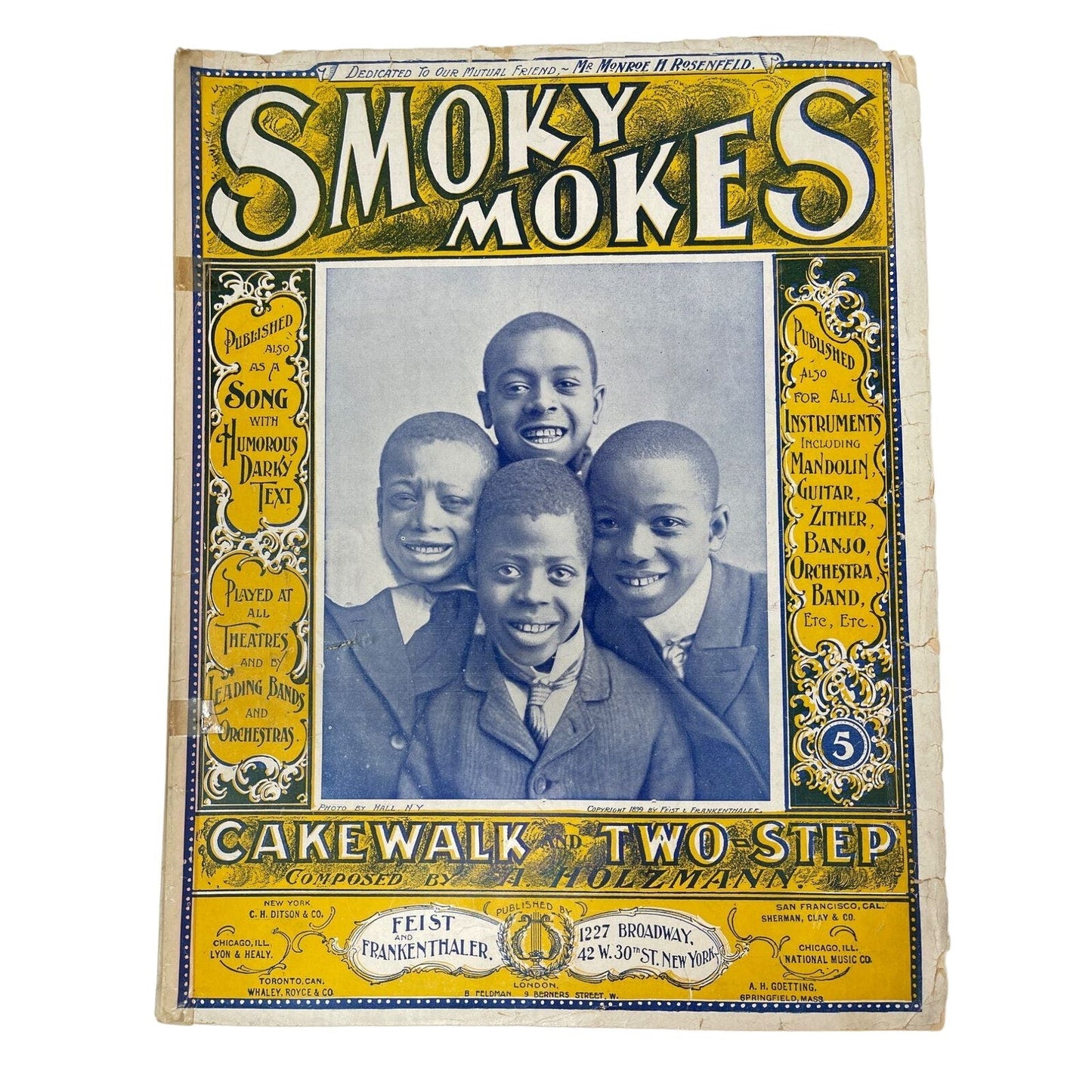 1899 Smoky Mokes Cake Walk and Two Step Sheet Music A Holzmann